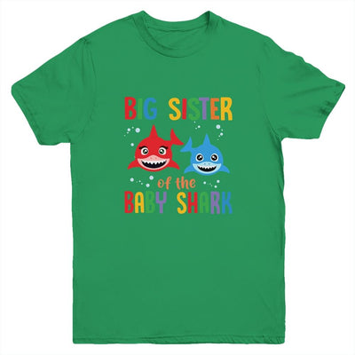 Big Sister Of The Baby Shark Birthday Sister Shark Youth-Youth Shirt-Youth T-Shirt-Irish Green
