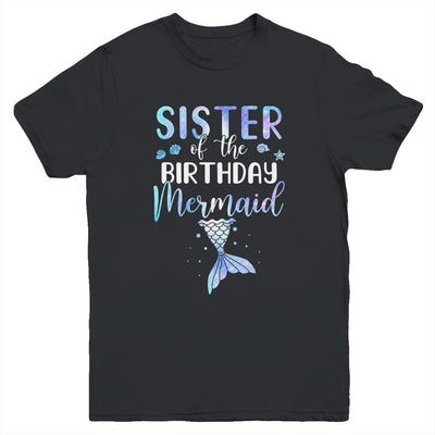 Big Sister Of The Birthday Mermaid Matching Family Youth-Youth Shirt-Youth T-Shirt-Black