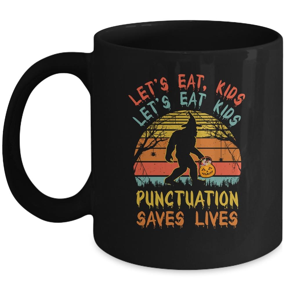 Bigfoot Halloween Trick Or Treat Lets Eat Kids Mug-Coffee Mug-Mug-Black