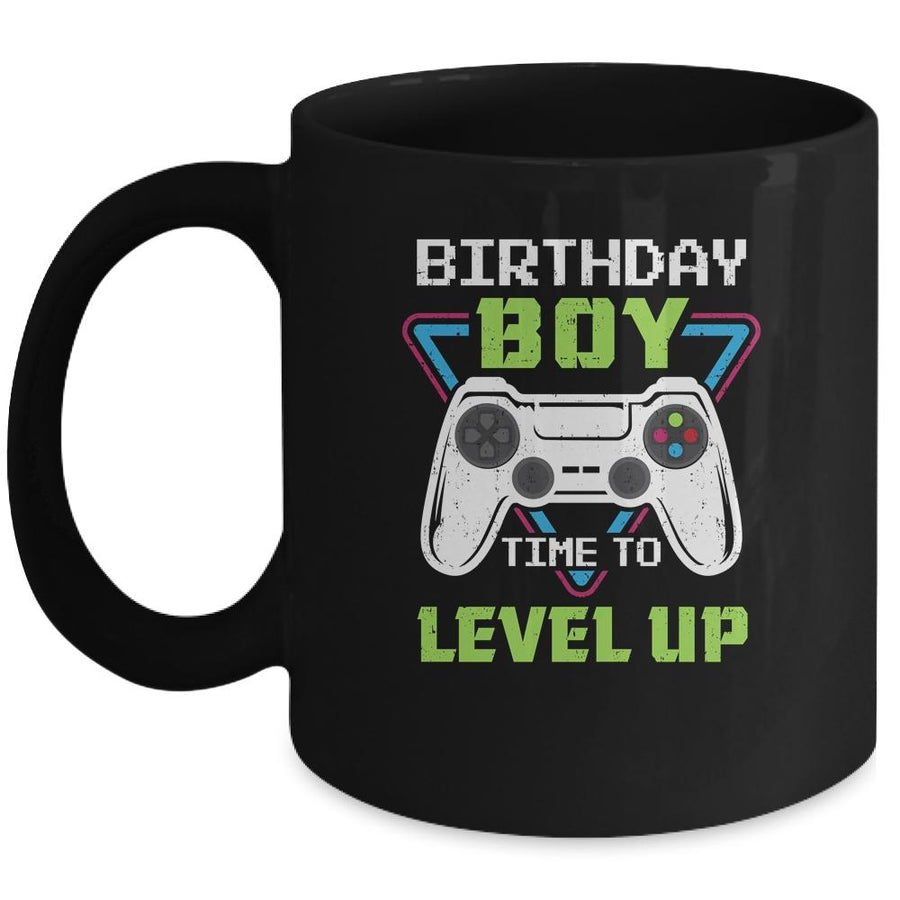 Birthday Boy Time To Level Up Video Game Birthday Gift Boys Mug-Coffee Mug-Mug-Black