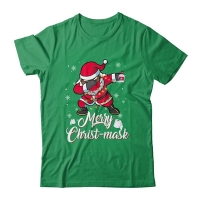 Black African American Christmas Dabbing Santa Wearing Mask-T-Shirt & Sweatshirt-Classic T-Shirt-Irish Green