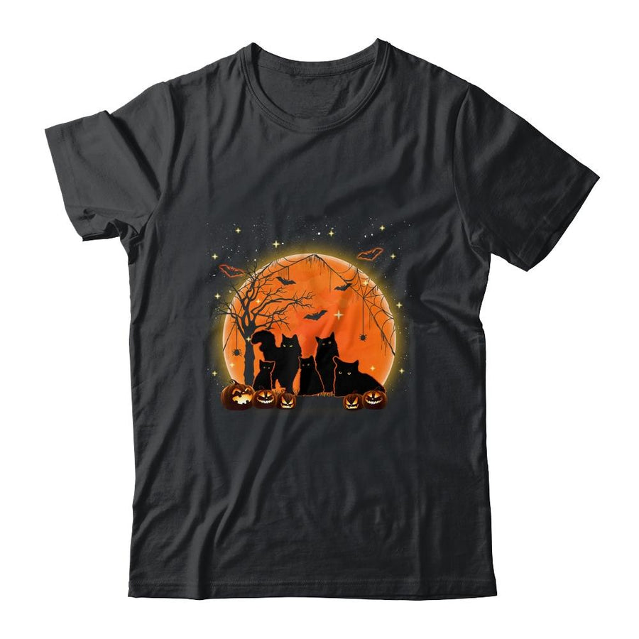 Black Cats Moon Pumpkin Funny Halloween Horror Gifts-T-Shirt & Sweatshirt-Classic T-Shirt-Black
