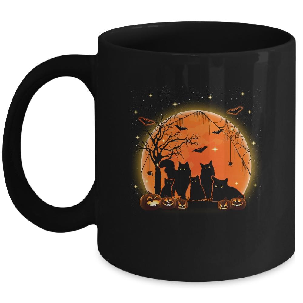 Black Cats Moon Pumpkin Funny Halloween Horror Gifts Mug