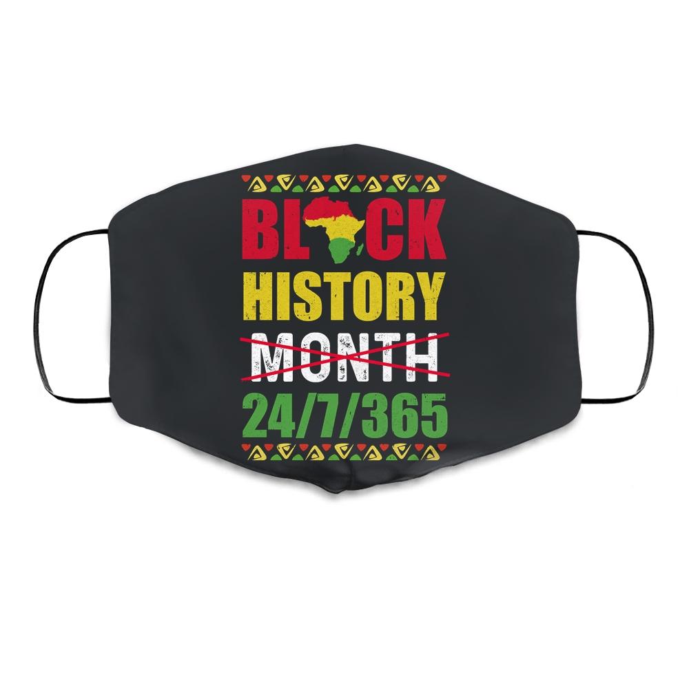 Black History Month 24 7 365 Pride African American Cloth Face Mask-Cloth Face Mask-Cloth Face Mask-Black
