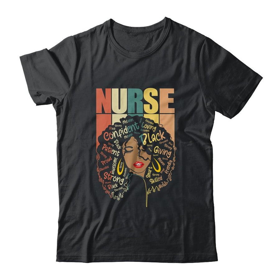 Black Woman Nurse Afro Retro Black History Month-T-Shirt & Tank Top-Classic T-Shirt-Black