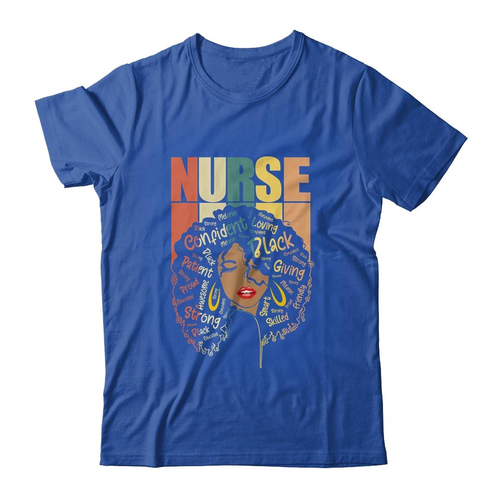 Black Woman Nurse Afro Retro Black History Month-T-Shirt & Tank Top-Classic T-Shirt-Royal