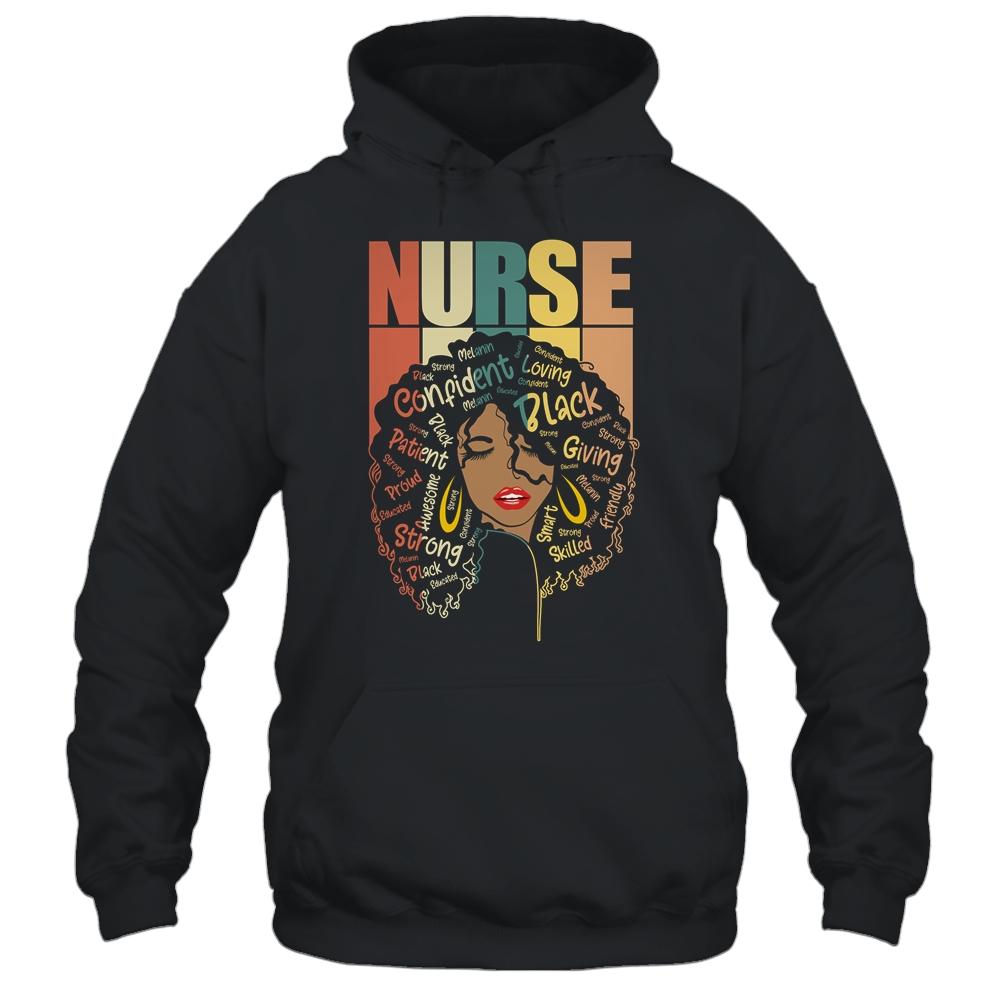 Black Woman Nurse Afro Retro Black History Month-T-Shirt & Tank Top-Pullover Hoodie-Black