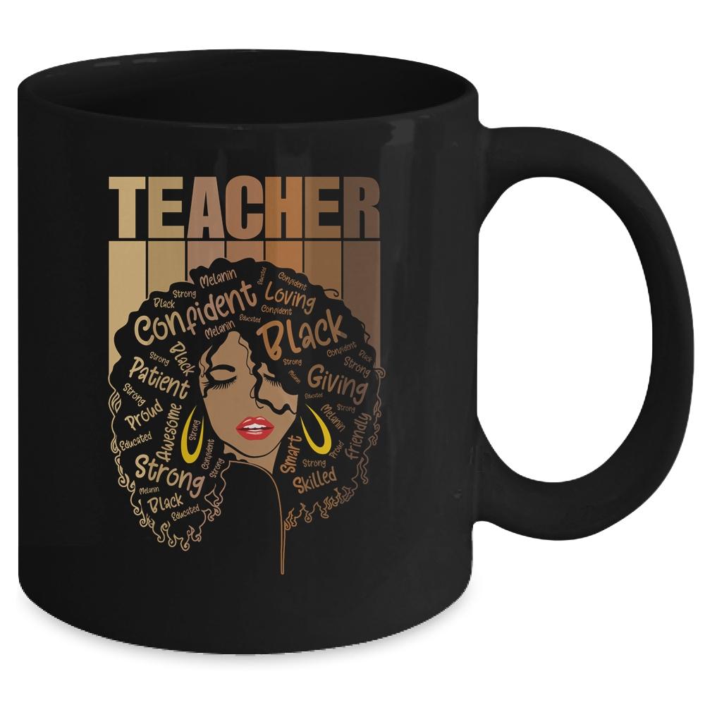 Black Woman Teacher Afro Retro Black History Month Mug-Coffee Mug-