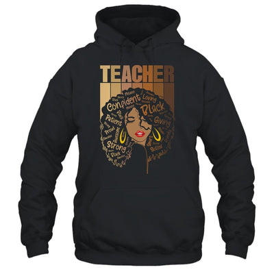 Black Woman Teacher Afro Retro Black History Month-T-Shirt & Tank Top-Pullover Hoodie-Black