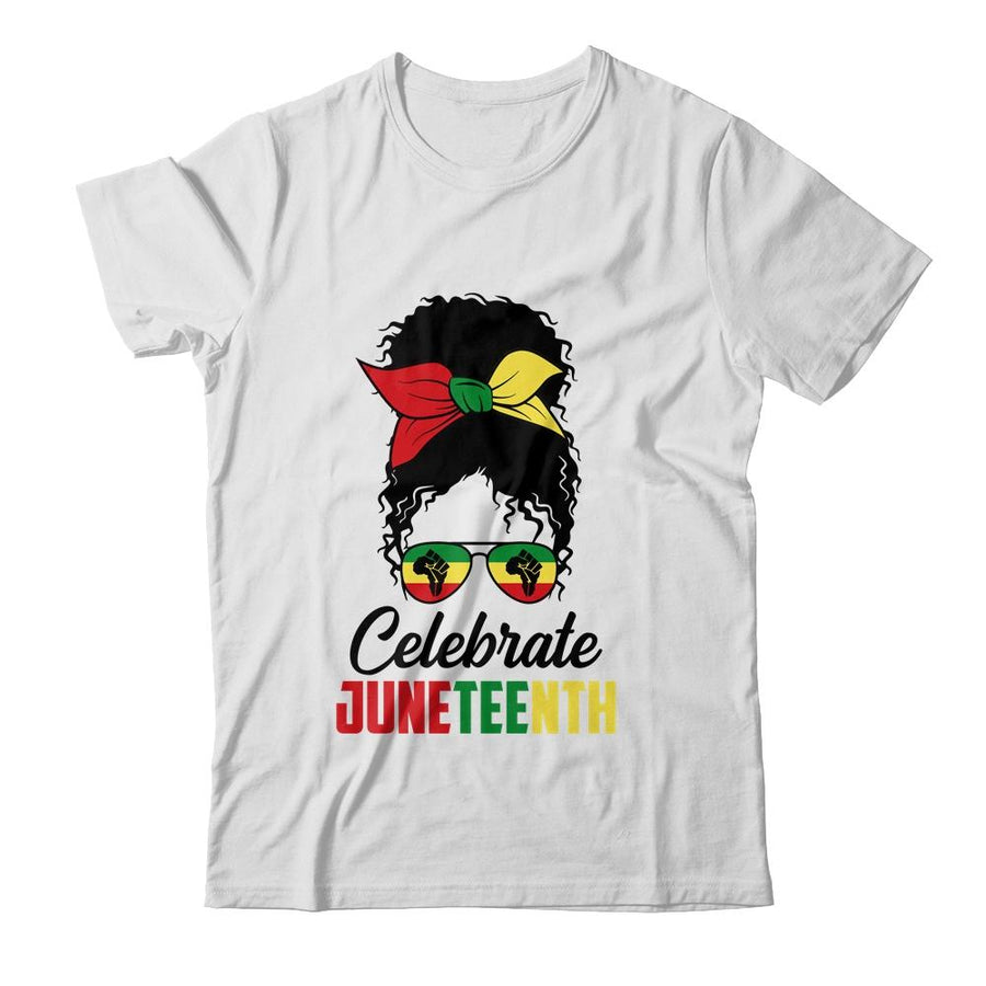Black Women Messy Bun Hair Juneteenth Independence Day-T-Shirt & Tank Top-Classic T-Shirt-White