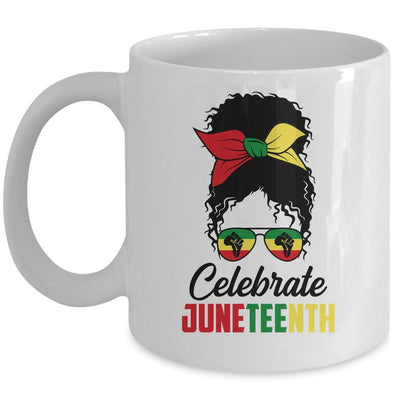 Black Women Messy Bun Hair Juneteenth Independence Day Mug-Coffee Mug-Mug-White