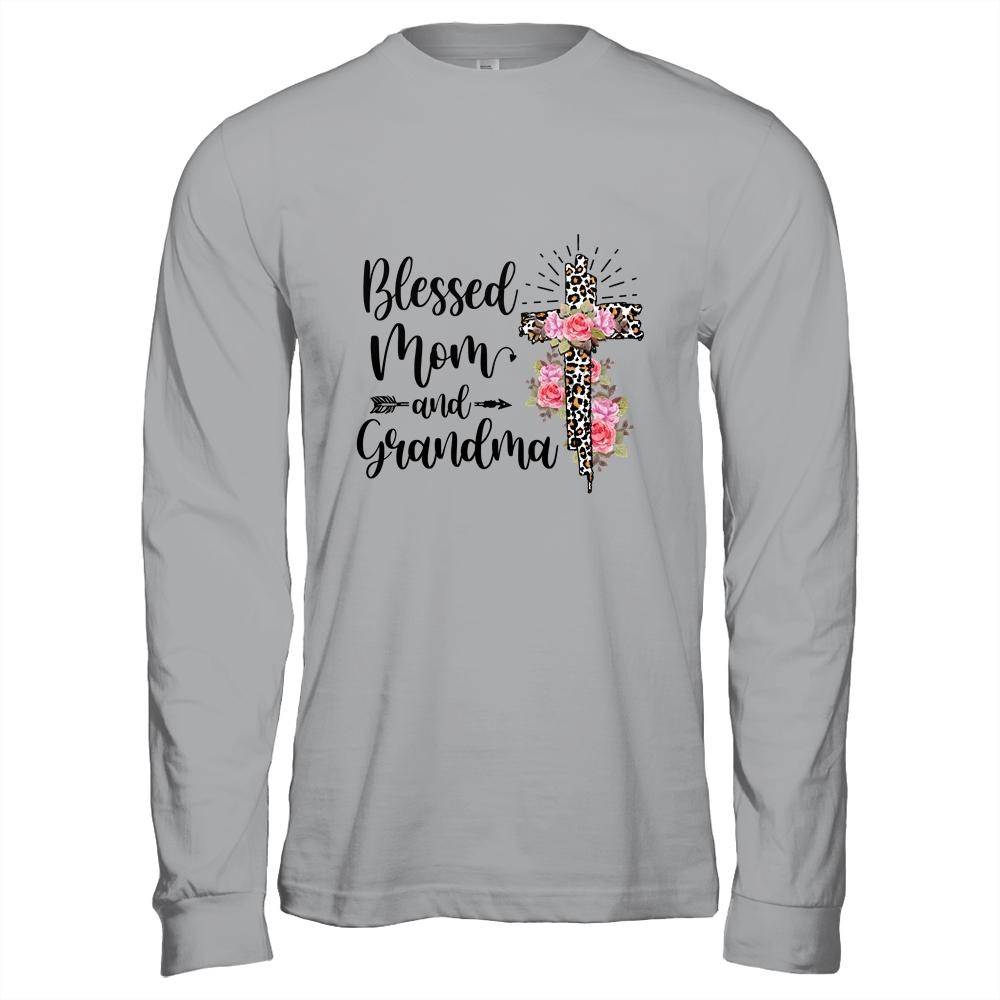 Blessed To Be Called Mom And Grandma Funny Grandma-T-Shirt & Hoodie-Long Sleeve T-Shirt-Sport Grey
