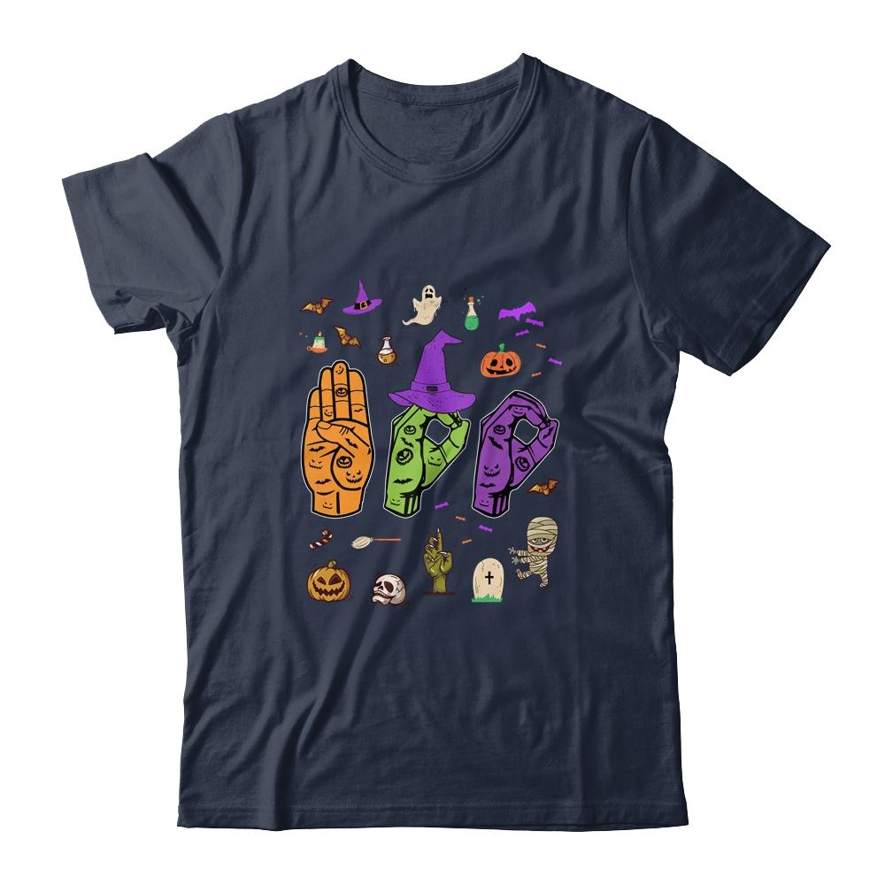 Boo American Sign Language Pride ASL Deaf Halloween Gift-T-Shirt & Hoodie-Classic T-Shirt-Navy