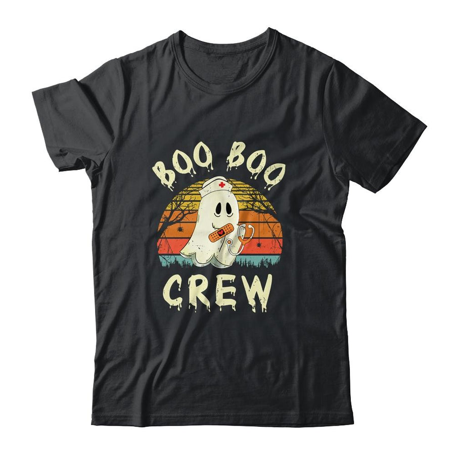 Boo Boo Crew Ghost Nurse Retro Halloween Nursing RN-T-Shirt & Hoodie-Classic T-Shirt-Black