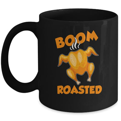 Boom Roasted Happy Thanksgiving Funny Turkey Gift Mug-Coffee Mug-Mug-Black