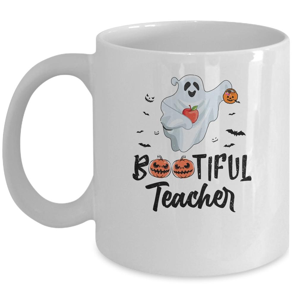 Bootiful Teacher Funny Halloween Gift Mug-Coffee Mug-Mug-White