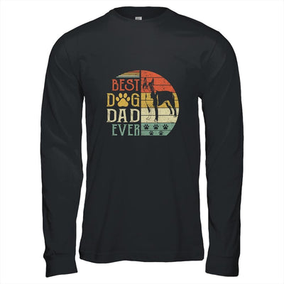 Boston Terrier Best Dog Dad Ever Vintage Father's Day Retro-T-Shirt & Hoodie-Long Sleeve T-Shirt-Black