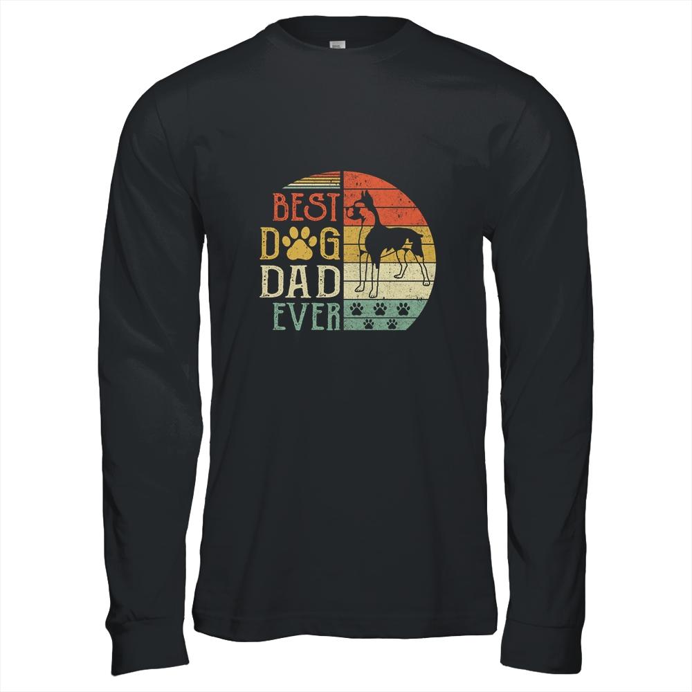 Boxer Best Dog Dad Ever Vintage Father's Day Retro-T-Shirt & Hoodie-Long Sleeve T-Shirt-Black