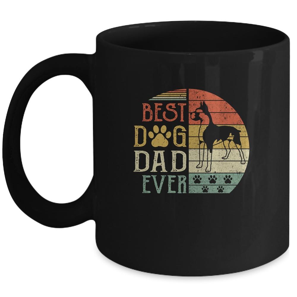 Boxer Best Dog Dad Ever Vintage Father's Day Retro Mug-Coffee Mug-Mug-Black