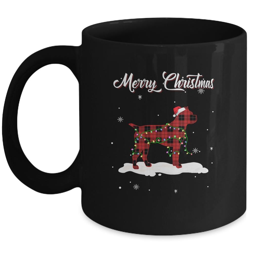 Boxer Christmas Red Plaid Dog Lover Pajama Family Gift Mug-Coffee Mug-Mug-Black