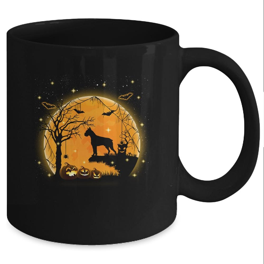 Boxer Dog And Moon Funny Halloween Costume Gift Mug-Coffee Mug-Mug-Black