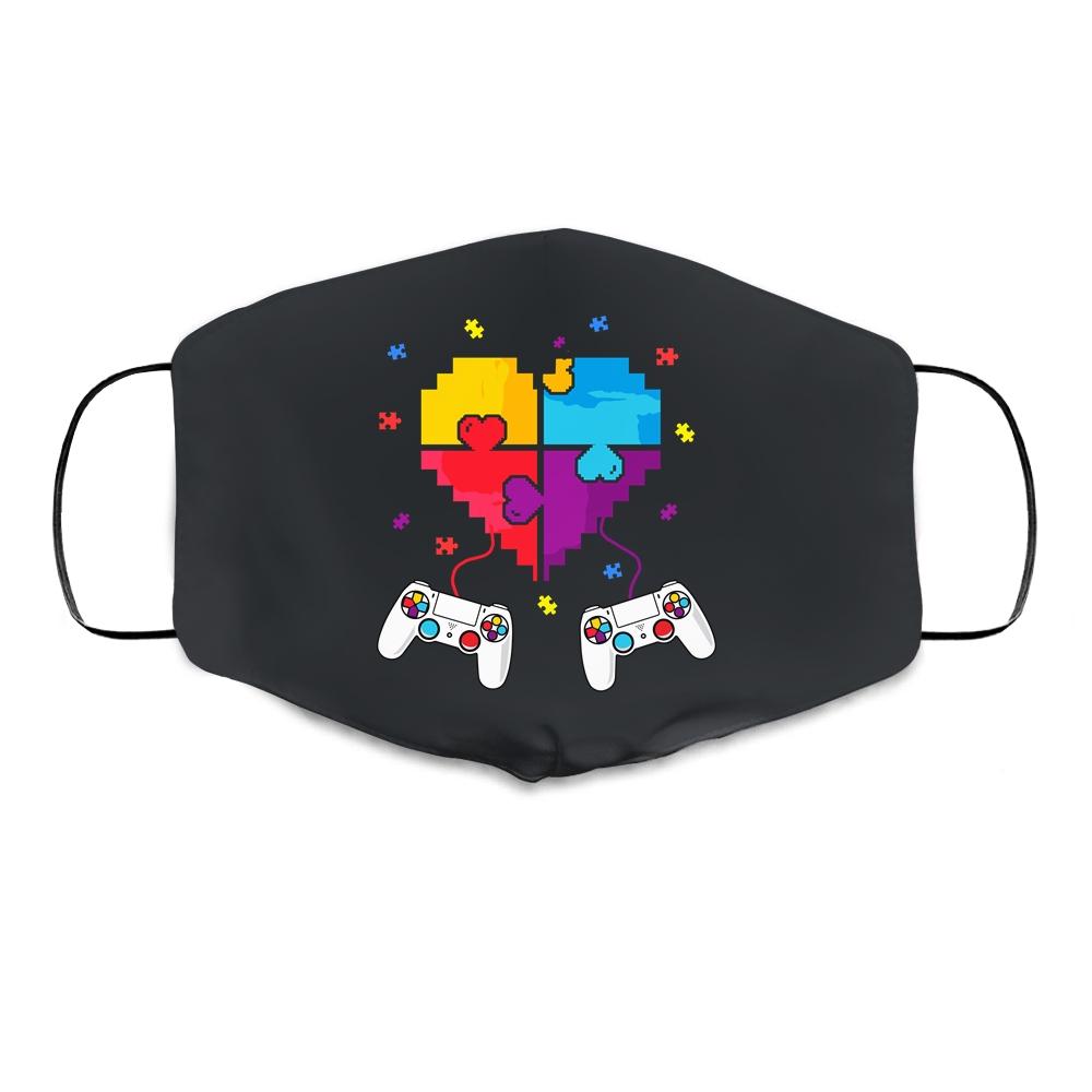 Boys Autism Gift Game Autism Awareness Month Day Men Kids Cloth Face Mask-Cloth Face Mask-Cloth Face Mask-Black