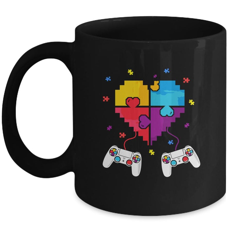 Boys Autism Gift Game Autism Awareness Month Day Men Kids Mug-Coffee Mug-Mug-Black