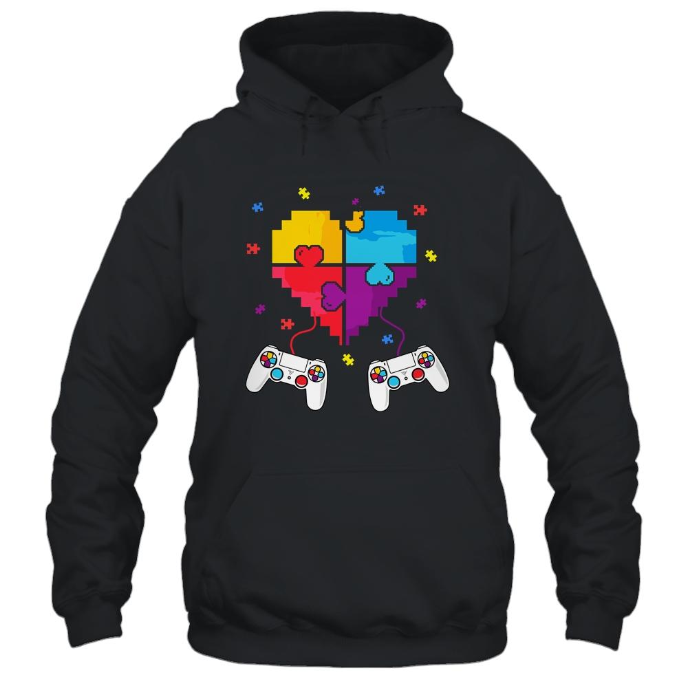 Boys Autism Gift Game Autism Awareness Month Day Men Kids-T-Shirt & Hoodie-Pullover Hoodie-Black