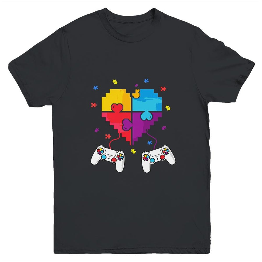 Boys Autism Gift Game Autism Awareness Month Day Men Kids Youth-Youth Shirt-Youth T-Shirt-Black