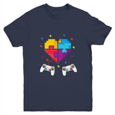 Boys Autism Gift Game Autism Awareness Month Day Men Kids Youth-Youth Shirt-Youth T-Shirt-Navy