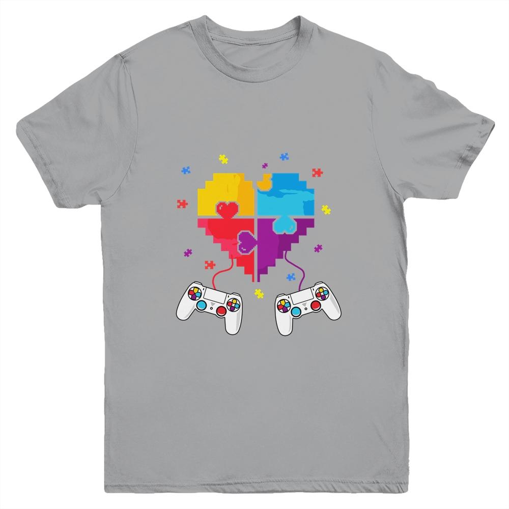 Boys Autism Gift Game Autism Awareness Month Day Men Kids Youth-Youth Shirt-Youth T-Shirt-Sport Grey