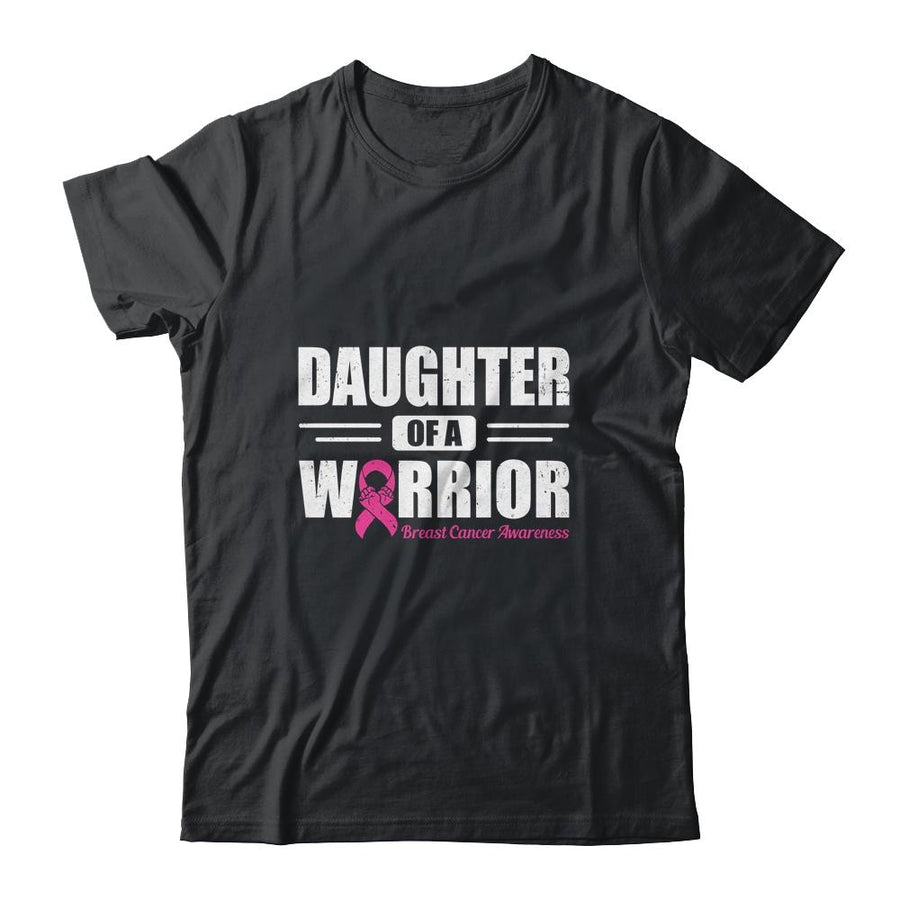 Breast Cancer Awareness Daughter Of Warrior Pink Gift-T-Shirt & Hoodie-Classic T-Shirt-Black