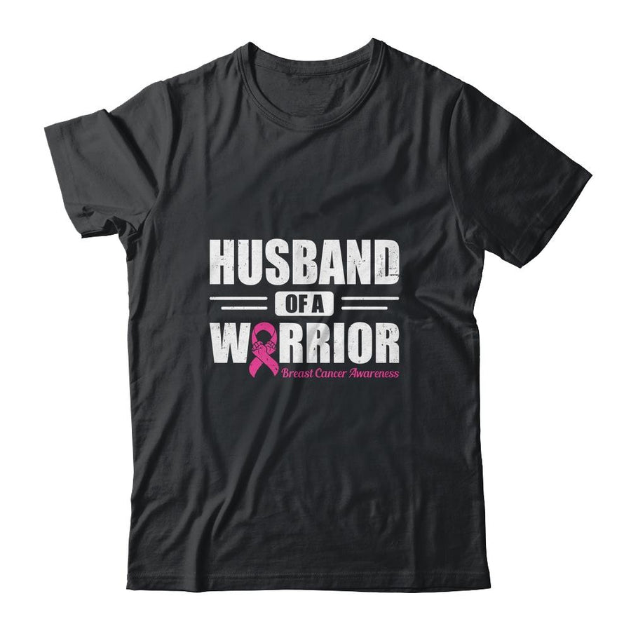 Breast Cancer Awareness Husband Of Warrior Pink Gift-T-Shirt & Hoodie-Classic T-Shirt-Black