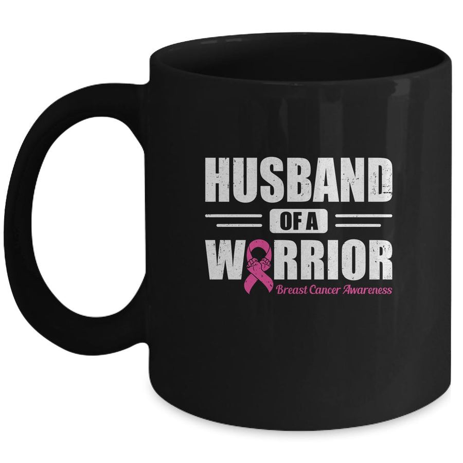 Breast Cancer Awareness Husband Of Warrior Pink Gift-Coffee Mug-Mug-Black