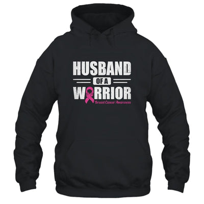 Breast Cancer Awareness Husband Of Warrior Pink Gift-T-Shirt & Hoodie-Pullover Hoodie-Black