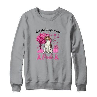 Breast Cancer Awareness In October We Wear Pink Beagle-T-Shirt & Sweatshirt-Crewneck Sweatshirt-Sport Grey