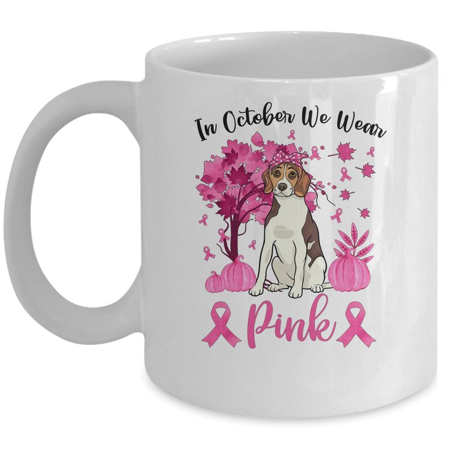 Breast Cancer Awareness In October We Wear Pink Beagle Mug-Coffee Mug-Mug-White
