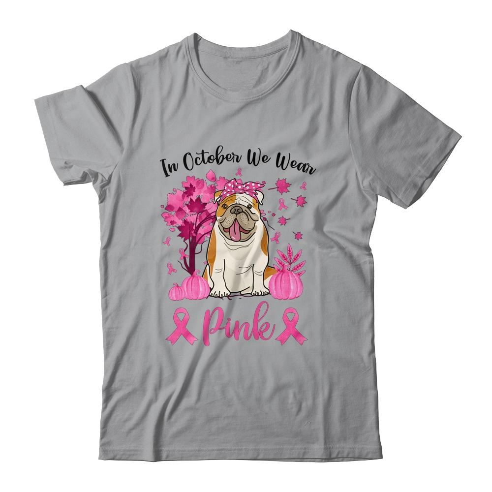 Breast Cancer Awareness In October We Wear Pink Bulldog-T-Shirt & Sweatshirt-Classic T-Shirt-Sport Grey