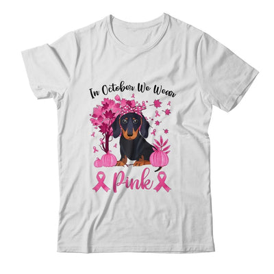 Breast Cancer Awareness In October We Wear Pink Dachshund-T-Shirt & Sweatshirt-Classic T-Shirt-White