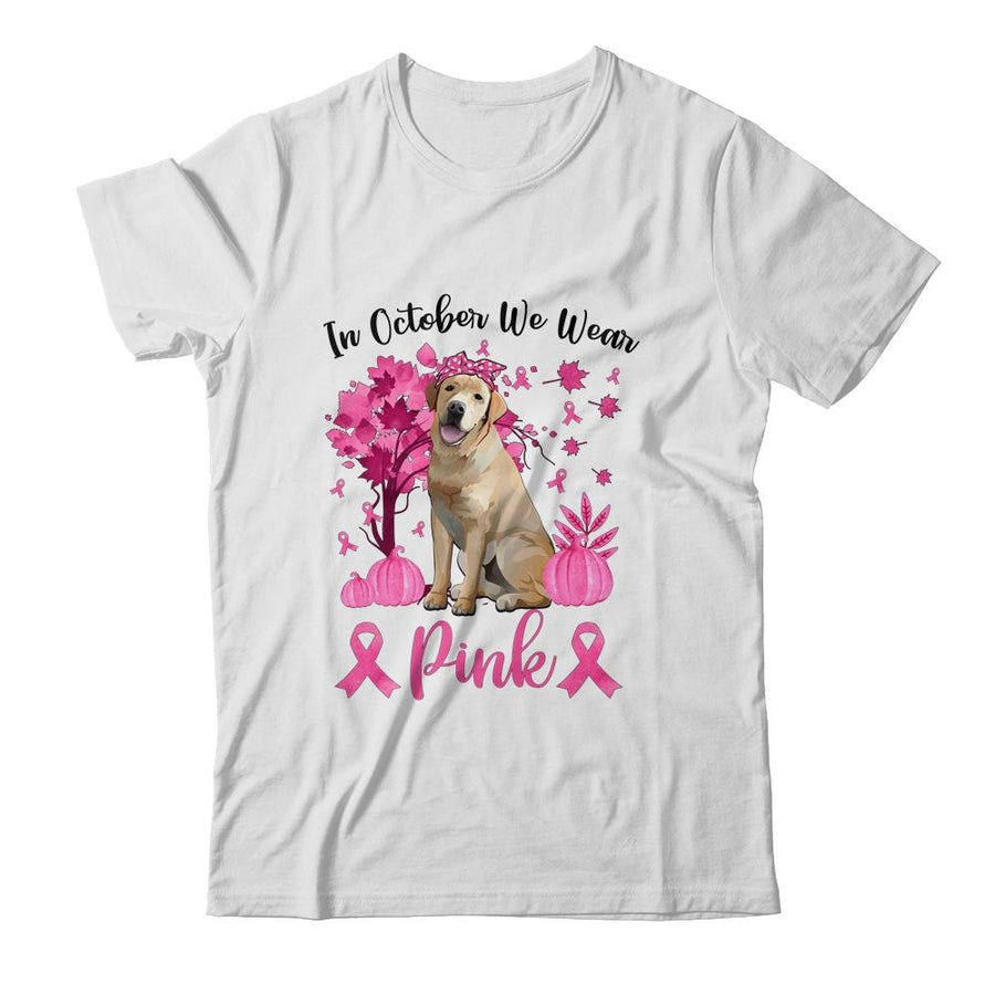Breast Cancer Awareness In October We Wear Pink Golden Retriever-T-Shirt & Sweatshirt-Classic T-Shirt-White