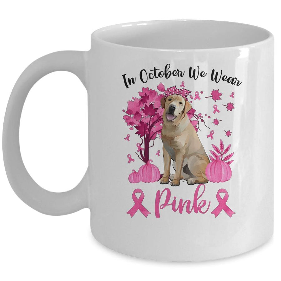 Breast Cancer Awareness In October We Wear Pink Golden Retriever Mug-Coffee Mug-Mug-White