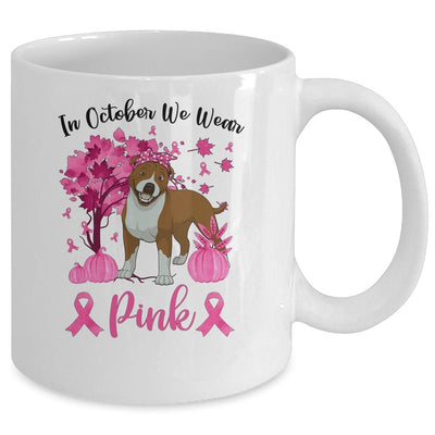 Breast Cancer Awareness In October We Wear Pink Pit bull Mug-Coffee Mug-Mug-White