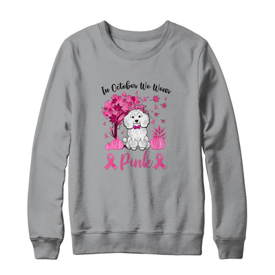 Breast Cancer Awareness In October We Wear Pink Poodle-T-Shirt & Sweatshirt-Crewneck Sweatshirt-Sport Grey