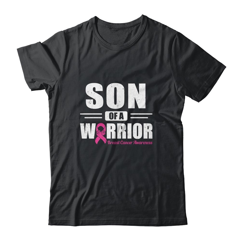Breast Cancer Awareness Son Of Warrior Pink Gift-T-Shirt & Hoodie-Classic T-Shirt-Black