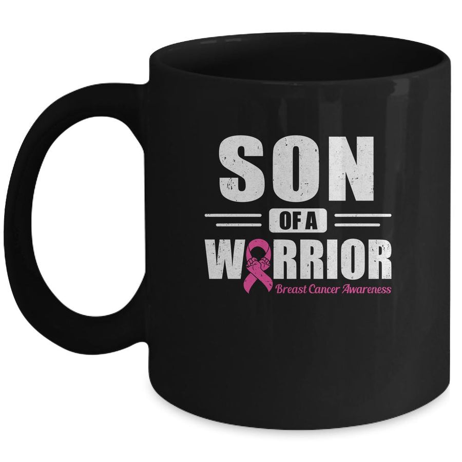 Breast Cancer Awareness Son Of Warrior Pink Gift-Coffee Mug-Mug-Black
