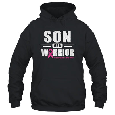 Breast Cancer Awareness Son Of Warrior Pink Gift-T-Shirt & Hoodie-Pullover Hoodie-Black