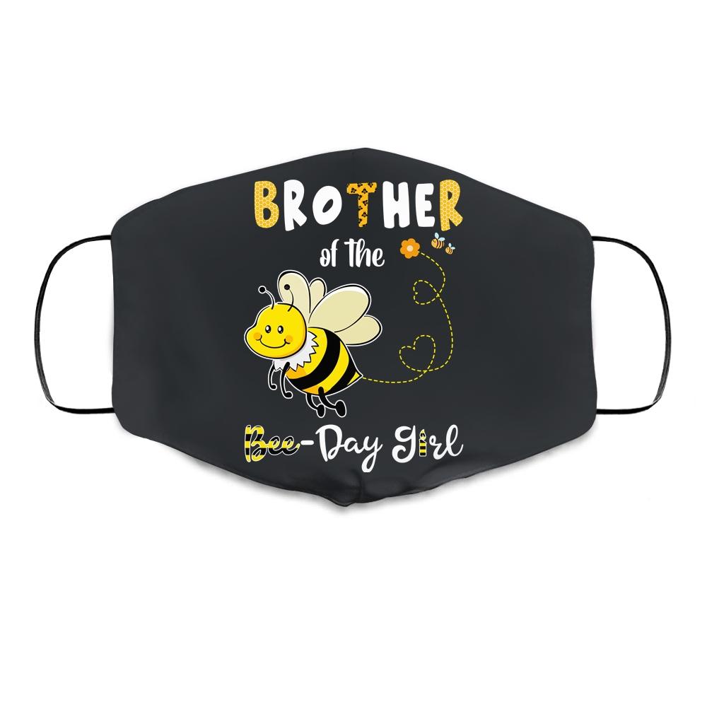 Brother Of The Bee Birthday Girl Family Matching Cloth Face Mask-Cloth Face Mask-Cloth Face Mask-Black
