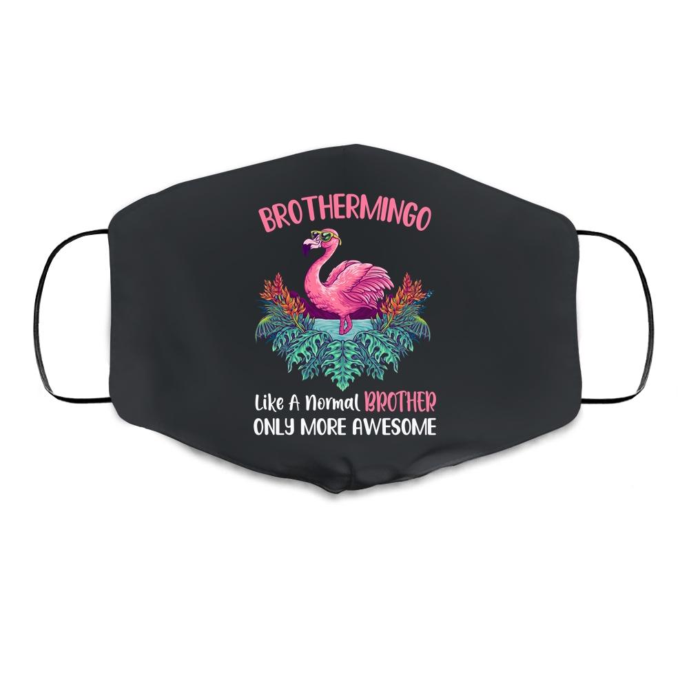 Brothermingo Like An Brother Only Awesome Floral Flamingo Gift Cloth Face Mask-Cloth Face Mask-Cloth Face Mask-Black