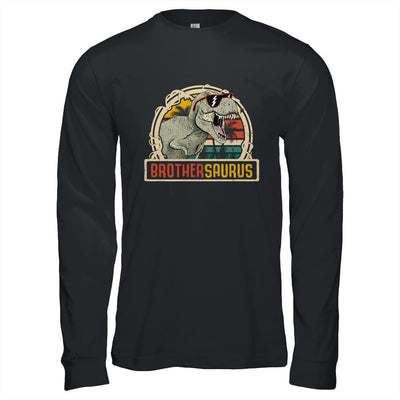 Brothersaurus T Rex Dinosaur Brother Saurus Family Matching-T-Shirt & Hoodie-Long Sleeve T-Shirt-Black