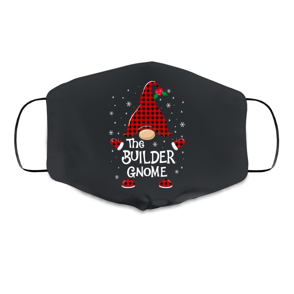 Builder Gnome Buffalo Plaid Matching Christmas Pajama Gift Cloth Face Mask